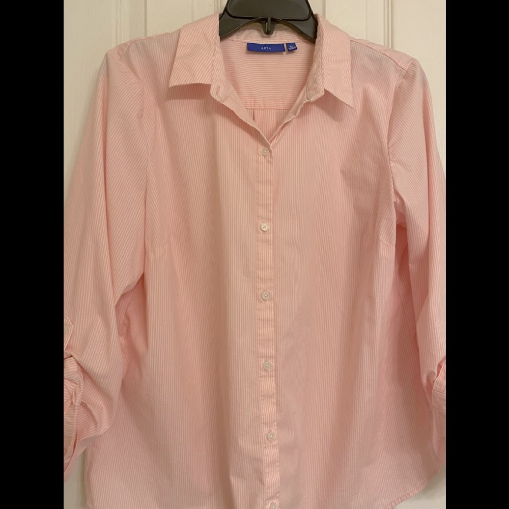 Apt. 9 pink and white pinstripe button down shirt size XL